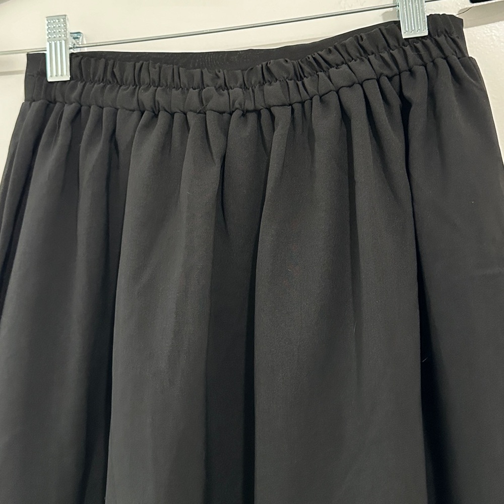 Black High Waisted Flowy Midi Skirt Side Slit Lightweight Summer Vacation Size S - Picture 11 of 12